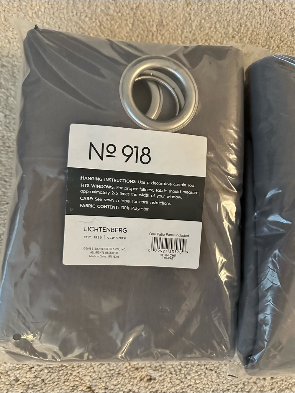 No. 918 Emily Voile Sheer Grommet Sliding Patio Curtain Panel, Single Panel Gray